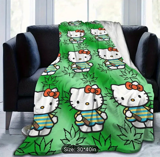 A Hello Kitty cartoon printed blanket